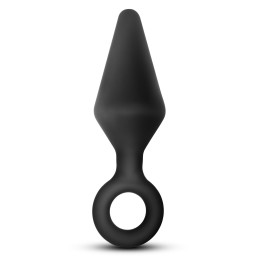 Анальная пробка с кольцом-стоппером L Anal Adventures Blush, силиконовая, черная, 13.3 х 3.8 см