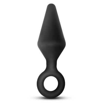 Анальная пробка с кольцом-стоппером L Anal Adventures Blush, силиконовая, черная, 13.3 х 3.8 см (216358) – фото 1
