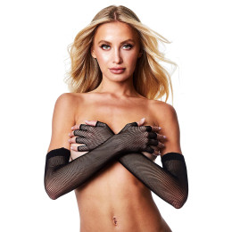 Довгі рукавички сітчасті Baci, чорні, One Size – фото