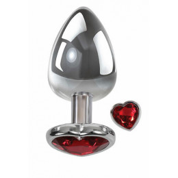 Анальная пробка S с кристаллом в форме сердца Adam & Eve, металлическая, 7.1 х 2.7 см