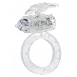Эрекционное кольцо с вибрацией ToyJoy, прозрачное, 4.5 см – фото