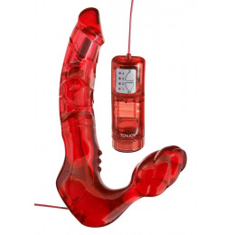 Страпон безременевий реалістичний Toy Joy з вібрацією, червоний, 24.5 х 4 см – фото