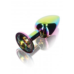 Анальная пробка S с кристаллом Toy Joy, разноцветная, 7.2 х 2.7 см – фото