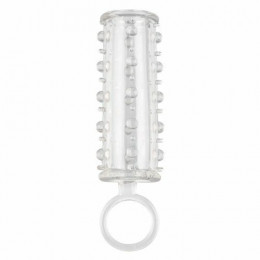 Насадка для пениса с кольцом на мошонку California Exotic, рельефная, прозрачная, 11.5 х 3.7 см – фото