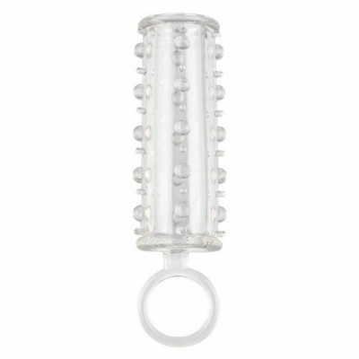 Насадка для пениса с кольцом на мошонку California Exotic, рельефная, прозрачная, 11.5 х 3.7 см (203838) – фото 1