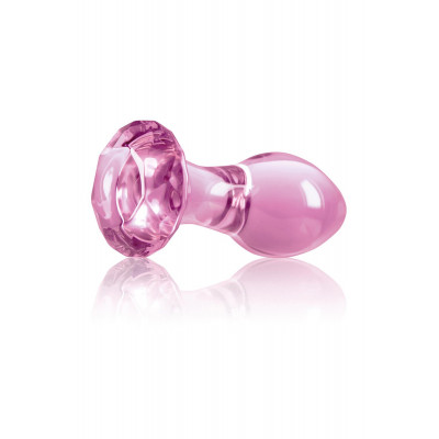 Анальна пробка зі стоппером у вигляді діаманту NS Novelties, скляна, рожева, 7 х 3 см (204094) – фото 1