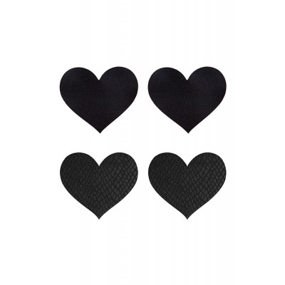Пэстисы на соски в виде сердечек Peekaboo, черные, 2 пары (203499) – фото 1