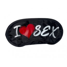 Маска на очі з написом I ♥ Sex, чорна – фото