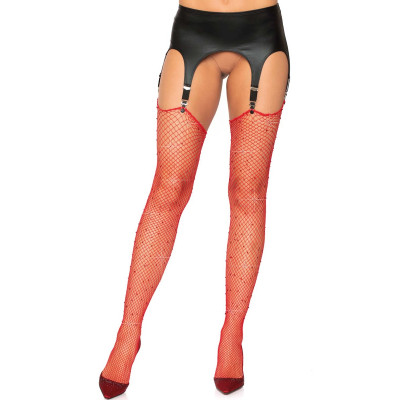 Сексуальні панчохи зі стразами One Size Leg Avenue Rhinestone, червоні (207607) – фото 1