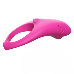 Эрекционное кольцо с вибрацией Shark, розовое, 3.8 см