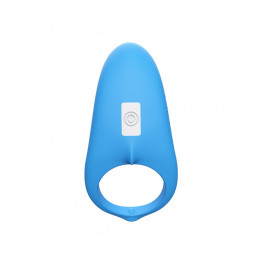 Эрекционное кольцо с вибрацией Shark, голубое, 3.8 см