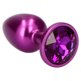 Анальная пробка с кристаллом S Toyz4Lovers, металлическая, фиолетовая, 7 х 2.8 см