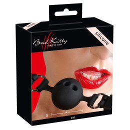 Кляп-кулька з отворами Bad Kitty, чорний, 3.5 см – фото