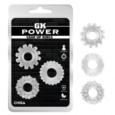 Набор эрекционных колец с рельефом Chisa GK Power, прозрачный, 1.6 см, 3 шт (215257) – фото 1