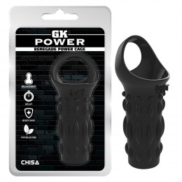 Насадка на пеніс з кільцем на мошонку Chisa GK Power, чорна, 11.5 х 2.8 см