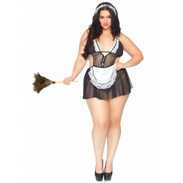Сексуальний костюм покоївки XL / XXL Leg Avenue Flirty French Maid, 4 предмети, чорний – фото