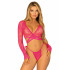 Комплект сексуальный One Size Leg Avenue Sprung on You, кружевной, розовый (207421) – фото 5