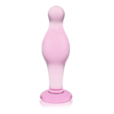 Анальная пробка LoveToy Glass Romance, розовая, 11.4 х 3.3 см (206624) – фото 1