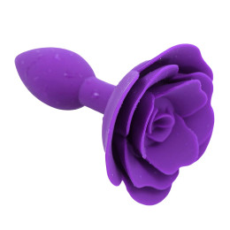 Анальна пробка зі стопером у формі троянди, силіконова, фіолетова, 7 х 2.7 см