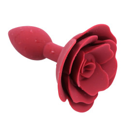 Анальна пробка зі стопером у формі троянди, силіконова, бордова, 7 х 2.7 см