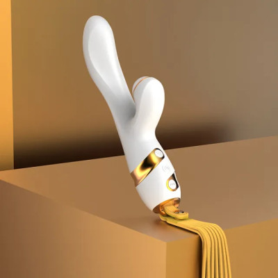 Вибратор-кролик с пульсацией Sevanda, с флоггером, силиконовый, белый, 23 х 3.7 см (215983) – фото 1