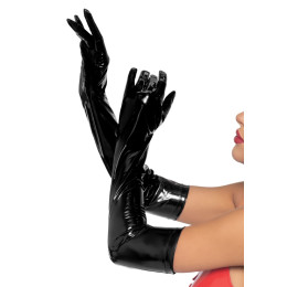 Перчатки выше локтей L Leg Avenue Opera, виниловые, черные – фото