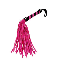 Флоггер з плетеною ручкою, замшевий, рожево-чорний – фото