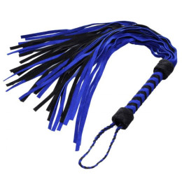 Флоггер с плетеной ручкой Strict Leather, сине-черный, 45 см