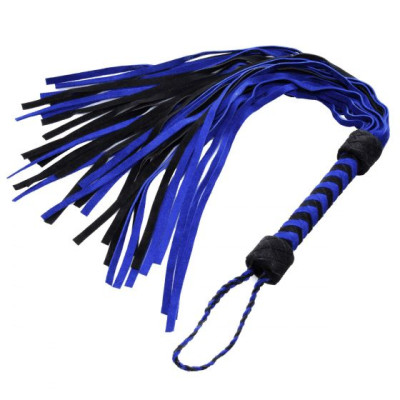 Флоггер з плетеною ручкою Strict Leather, синьо-чорний, 45 см (214802) – фото 1