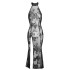 Платье длинное сексуальное с узорами S F239 Noir Handmade, черное (208372) – фото 4