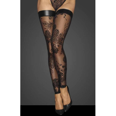 Сексуальные чулки с открытыми носками L F243 Noir Handmade, с узорами, черные (208386) – фото 1