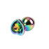 Анальна пробка M з кристалом у формі серця Rainbow Heart Gem Chisa, металева, різнобарвна, 8.2 х 3.3 см (216719) – фото 5