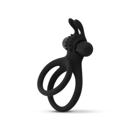 Эрекционное кольцо с вибрацией и петлей на мошонку Easytoys, силиконовое, черное, 8.5 х 3.5 см