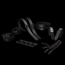 Бондажный набор Lockink, кожаный, черный – фото