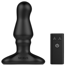 Анальная пробка с вибрацией и накачкой Bolster Nexus, силиконовая, черная, 12 х 4 см – фото
