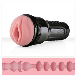 Мастурбатор вагина в колбе Fleshlight Pink Lady Mini-Lotus, с рельефом, киберкожа, бежевый, 25 х 10 см