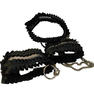 Бондажний комплект нашийник з наручниками, чорний (207899) – фото 1
