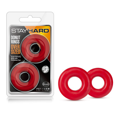 Набор эрекционных колец Stay Hard Donut Rings, красные, 1.7 см (42567) – фото 1