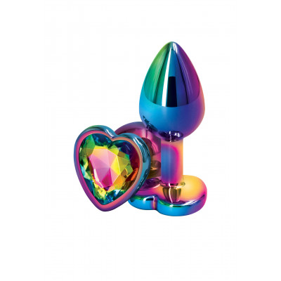 Анальная пробка с кристаллом в виде сердца NO TABOO, из металла, разноцветная, 6 х 2.5 см (43449) – фото 1