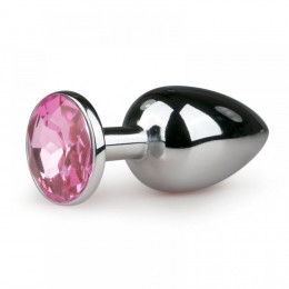 Анальная пробка металлическая с розовым кристаллом Runyu со смазкой в подарок, размер S 7 см х 2.5 см
