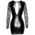 Платье виниловое с кружевными длинными рукавами и вырезом на груди Noir Handmade черное, S (43553) – фото 3