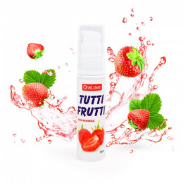 Їстівна гель-мастило Tutti Frutti для орального сексу зі смаком суниці, 30 мл – фото