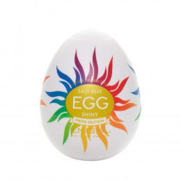 Мастурбатор с внутренним рельефом Tenga Egg Shiny Pride белый, 6.1 см х 4.9 см – фото