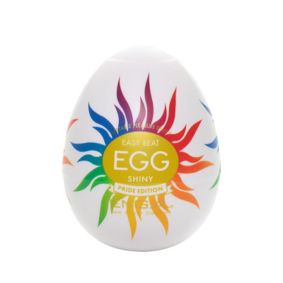 Мастурбатор з внутрішнім рельєфом Tenga Egg Shiny Pride білий, 6.1 см х 4.9 см (43073) – фото 1