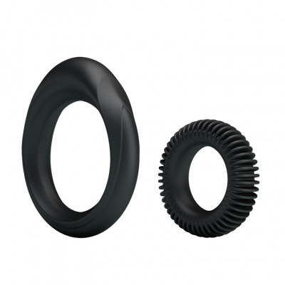 Набор эрекционных колец из силикона Baile черных, 2 шт (43930) – фото 1