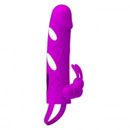 Насадка на член зі стимулятором клітора Baile фіолетова, 14 см х 3.3 см – фото
