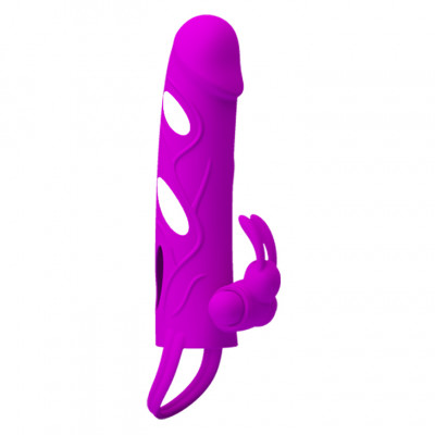 Насадка на член со стимулятором клитора Baile фиолетовая, 14 см х 3.3 см (44056) – фото 1