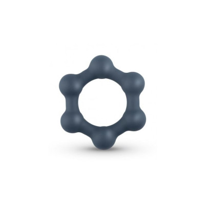 Шестиугольное эрекционное кольцо с шариками Boners с силикон, черное (214376) – фото 1