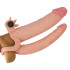 Насадка на пенис с двумя фаллосами удлиняющая с вибрацией Lovetoy бежевая, 18.5 х 3.8 см (42650) – фото 2