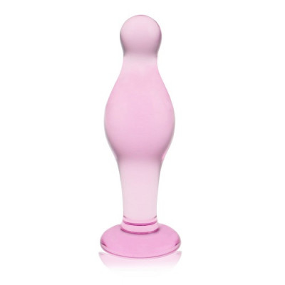 Анальна пробка lovetoy скляна, рожева, 10 х 4 см (42812) – фото 1